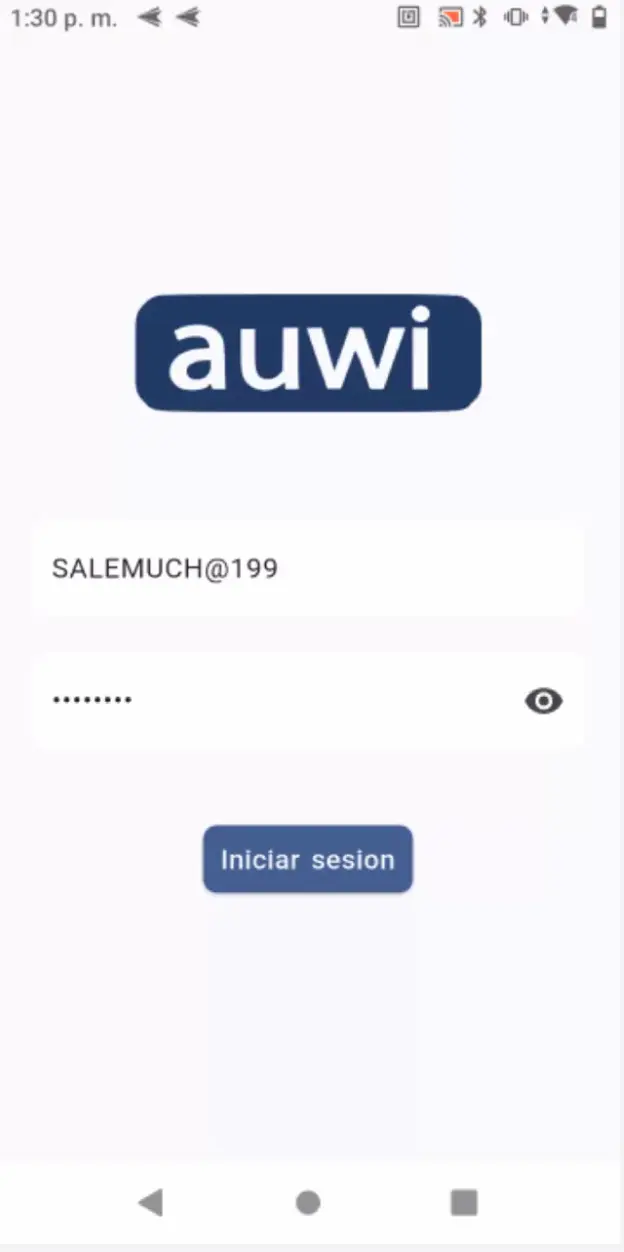Página de acceso de APP de venta móvil de auwi
